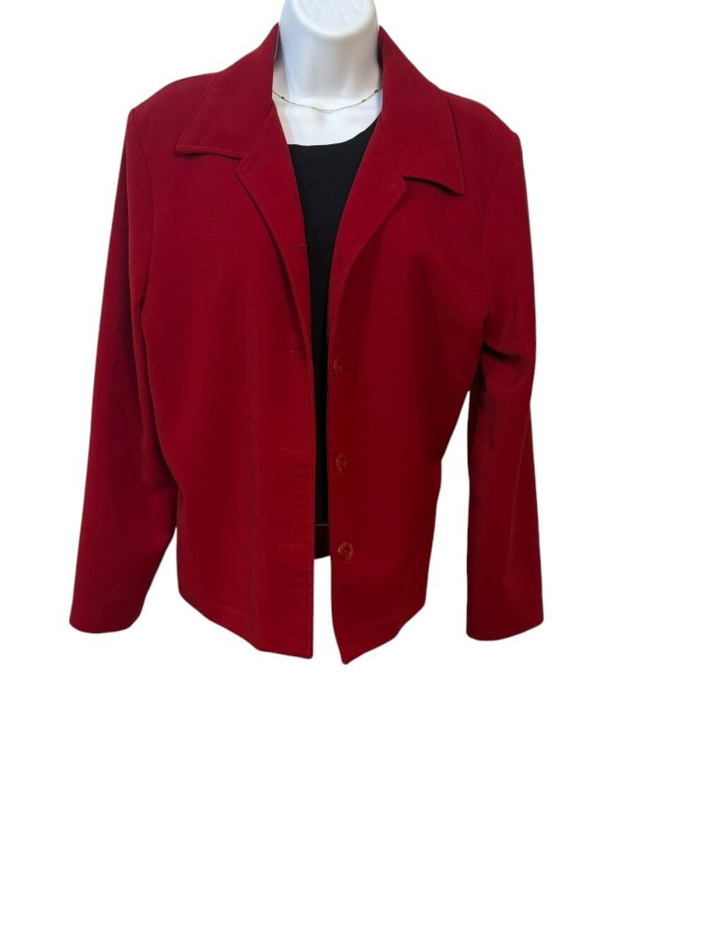Briggs Women's Red Blazer Size M 5 Button Career Jacket Structured
